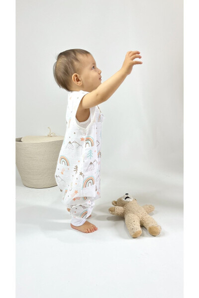 Yazlık Müslin Uyku Tulumu, 0.5 Tog Tek Katlı Çocuk Uyku Tulumu,gökkuşağı Desenli Bebek Unisex Tulum-Gökkuşağı - 3