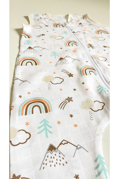 Yazlık Müslin Uyku Tulumu, 0.5 Tog Tek Katlı Çocuk Uyku Tulumu,gökkuşağı Desenli Bebek Unisex Tulum-Gökkuşağı - 5