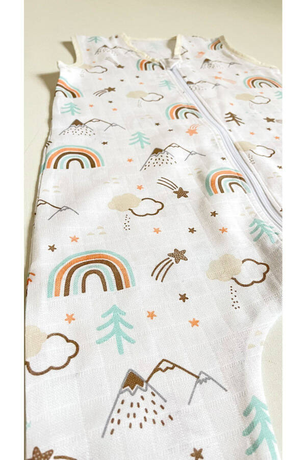 Yazlık Müslin Uyku Tulumu, 0.5 Tog Tek Katlı Çocuk Uyku Tulumu,gökkuşağı Desenli Bebek Unisex Tulum-Gökkuşağı - 5