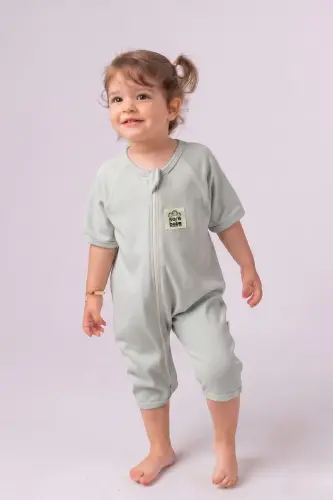 Yazlık Uyku Tulumu Dizaltı Boy 0.2 TOG Bebek Uyku Tulumu %100 Doğal Pamuk Oeko-Tex Sertifikalı Kumaş Yeşil - Yeşil - 2