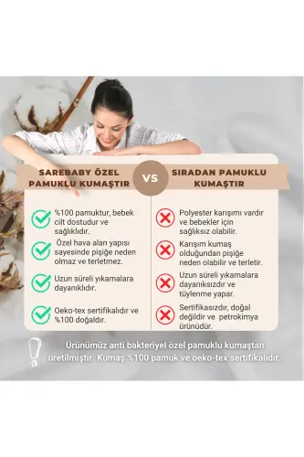 Yazlık Uyku Tulumu Dizaltı Boy 0.2 TOG Bebek Uyku Tulumu %100 Doğal Pamuk Oeko-Tex Sertifikalı Kumaş Yeşil - Yeşil - 4