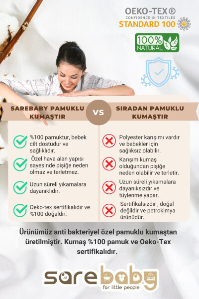 Yazlık Uyku Tulumu Dizaltı Boy %100 Doğal Pamuk Oeko-Tex Sertifikalı Kumaş 0.2 TOG Bebek Uyku Tulumu - 3