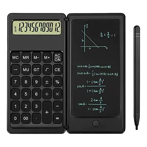 Desk Calculator, Desktop Small Calculators with Writing Notepad, Basic 4-Function Math Large Button Calculator, School Supplies for Kids, Middle/High School Students (Black) 