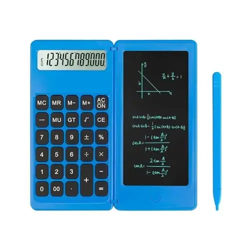 Desk Calculator, Desktop Small Calculators with Writing Notepad, Basic 4-Function Math Large Button Calculator, School Supplies for Kids, Middle/High School Students (Blue) - 1
