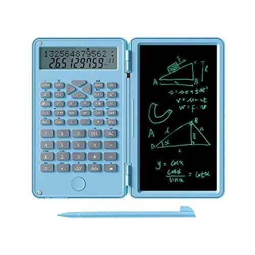 Scientific Calculator with Writing Tablet, Protable Foldable Calculator Notepad 2 in 1 LCD Science Calculator Notepad Professional Financial Calculator for Office Home School Colleage(Black) 