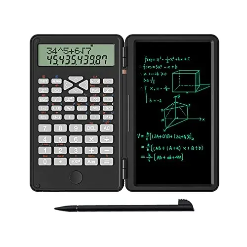 Scientific Calculator with Writing Tablet, Protable Foldable Calculator Notepad 2 in 1 LCD Science Calculator Notepad Professional Financial Calculator for Office Home School Colleage(Black) - 3