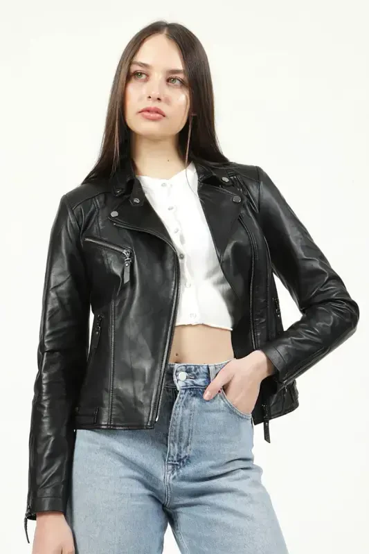 Yb2039 Genuine Leather Women's Jacket - DERICLUB