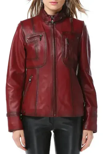 Yb2043 Haqiqiy charm ayollar ko'ylagi O'k.bordo-O'K. BORDO - 3