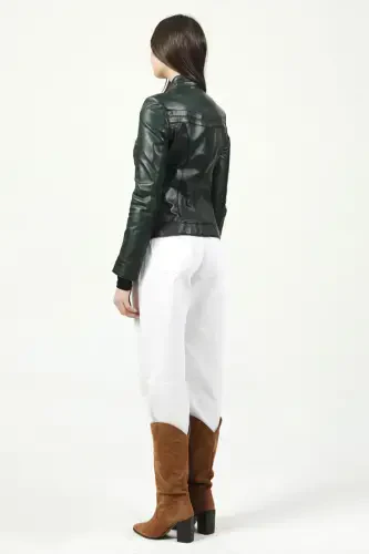 Yb2107 Real Leather Women's Jacket Green-GREEN - 6