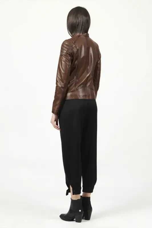 Yb2156 Genuine Leather Women's Jacket Camel Antique-CAMEL ANTIQUE - 5