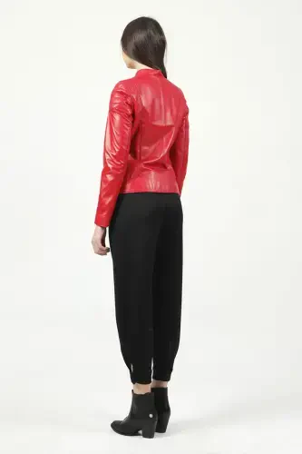 Yb2156 Genuine Leather Women's Jacket Red-RED - 5