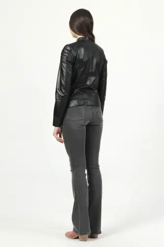 Yb2156 Gerçek Deri Kadın Mont Siyah-SİYAH - 6