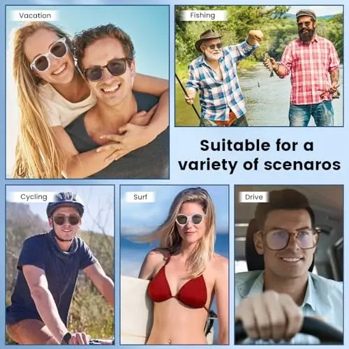 Yeabomy Ayollar va erkaklar uchun aqlli ko'zoynaklar, Photochromic linzali Bluetooth ko'zoynaklar Sensorli boshqaruv Ovozli yordamchi Aniq audio uchun masofadan suratga olish, Ichki va tashqi makon uchun ideal (Moviy ramka) - 2