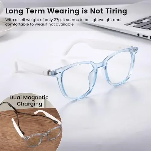 Yeabomy Ayollar va erkaklar uchun aqlli ko'zoynaklar, Photochromic linzali Bluetooth ko'zoynaklar Sensorli boshqaruv Ovozli yordamchi Aniq audio uchun masofadan suratga olish, Ichki va tashqi makon uchun ideal (Moviy ramka) - 6