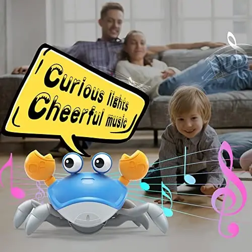 Yeaye Crawling Crab Baby Toys Infant - Tummy Time Toy Gifts for 3 4 5 6 7 8 9 10 11 12 Boy Girl with Learning Crawl System Music for 0-6 6-12 12-18 36 Months Walking Toddler Birthday Gift(Blue) - 5