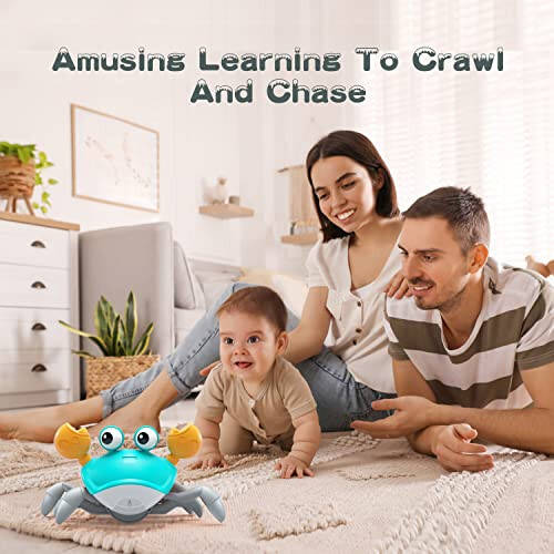 Yeaye Crawling Crab Baby Toys Infant - Tummy Time Toy Gifts for 3 4 5 6 7 8 9 10 11 12 Boy Girl with Learning Crawl System Music for 0-6 6-12 12-18 36 Months Walking Toddler Birthday Gift(Green) - 2