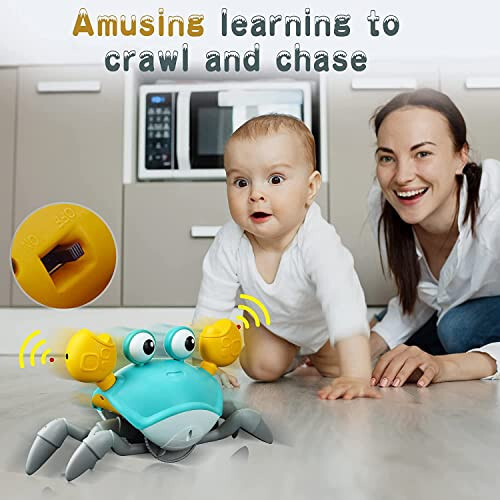 Yeaye Crawling Crab Baby Toys Infant - Tummy Time Toy Gifts for 3 4 5 6 7 8 9 10 11 12 Boy Girl with Learning Crawl System Music for 0-6 6-12 12-18 36 Months Walking Toddler Birthday Gift(Green) - 6