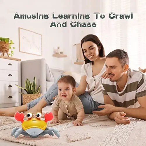 Yeaye Crawling Crab Baby Toys Infant - Tummy Time Toy Gifts for 3 4 5 6 7 8 9 10 11 12 Boy Girl with Learning Crawl System Music for 0-6 6-12 12-18 36 Months Walking Toddler Birthday Gift(Orange) - 2