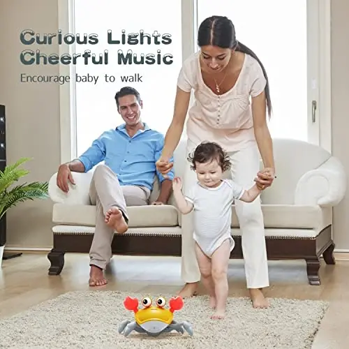 Yeaye Crawling Crab Baby Toys Infant - Tummy Time Toy Gifts for 3 4 5 6 7 8 9 10 11 12 Boy Girl with Learning Crawl System Music for 0-6 6-12 12-18 36 Months Walking Toddler Birthday Gift(Orange) - 3