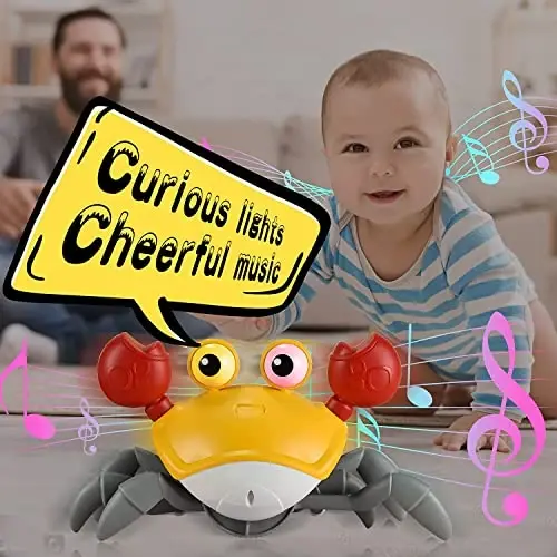 Yeaye Crawling Crab Baby Toys Infant - Tummy Time Toy Gifts for 3 4 5 6 7 8 9 10 11 12 Boy Girl with Learning Crawl System Music for 0-6 6-12 12-18 36 Months Walking Toddler Birthday Gift(Orange) - 6