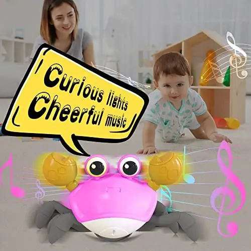 Yeaye Crawling Crab Baby Toys Infant - Tummy Time Toy Gifts for 3 4 5 6 7 8 9 10 11 12 Boy Girl with Learning Crawl System Music for 0-6 6-12 12-18 36 Months Walking Toddler Birthday Gift(Pink) - 5