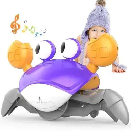 Yeaye Crawling Crab Baby Toys Infant - Tummy Time Toy Gifts for 3 4 5 6 7 8 9 10 11 12 Boy Girl with Learning Crawl System Music for 0-6 6-12 12-18 36 Months Walking Toddler Birthday Gift(Purple) - MODAZONE