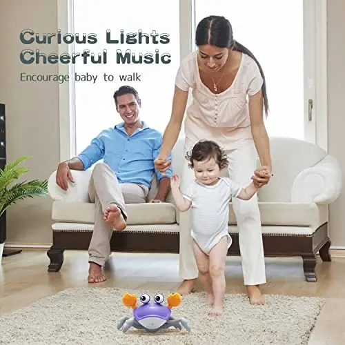 Yeaye Crawling Crab Baby Toys Infant - Tummy Time Toy Gifts for 3 4 5 6 7 8 9 10 11 12 Boy Girl with Learning Crawl System Music for 0-6 6-12 12-18 36 Months Walking Toddler Birthday Gift(Purple) - 3