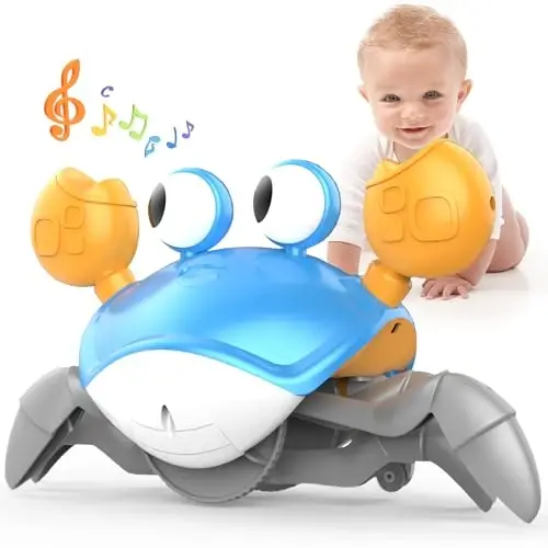 Yeaye Crawling Crab Baby Toys Infant - Tummy Time Toy Gifts for 3 4 5 6 7 8 9 10 11 12 Boy Girl with Learning Crawl System Music for 0-6 6-12 12-18 36 Months Walking Toddler Birthday Gift(Blue) - 1