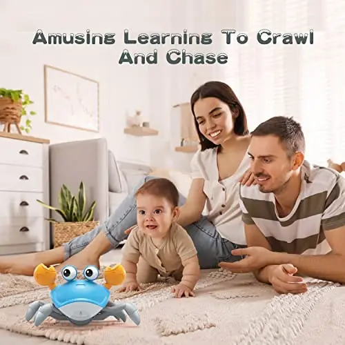 Yeaye Crawling Crab Baby Toys Infant - Tummy Time Toy Gifts for 3 4 5 6 7 8 9 10 11 12 Boy Girl with Learning Crawl System Music for 0-6 6-12 12-18 36 Months Walking Toddler Birthday Gift(Blue) - 2