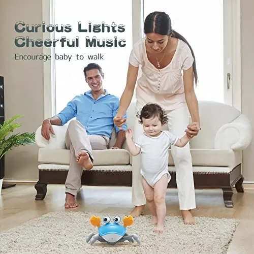 Yeaye Crawling Crab Baby Toys Infant - Tummy Time Toy Gifts for 3 4 5 6 7 8 9 10 11 12 Boy Girl with Learning Crawl System Music for 0-6 6-12 12-18 36 Months Walking Toddler Birthday Gift(Blue) - 3