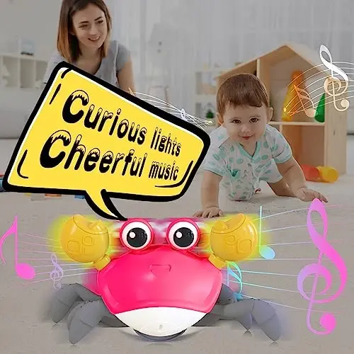 Yeaye Crawling Crab Baby Toys Infant - Tummy Time Toy Gifts for 3 4 5 6 7 8 9 10 11 12 Boy Girl with Learning Crawl System Music for 0-6 6-12 12-18 36 Months Walking Toddler Birthday Gift(Red) - 6