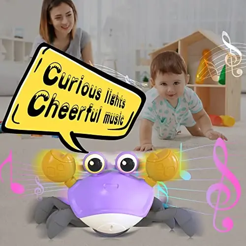 Yeaye Crawling Crab Baby Toys Infant - Tummy Time Toy Gifts for 3 4 5 6 7 8 9 10 11 12 Boy Girl with Learning Crawl System Music for 0-6 6-12 12-18 36 Months Walking Toddler Birthday Gift(Purple) - 5