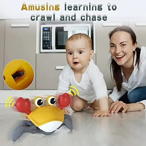Yeaye Crawling Crab Baby Toys Infant - Tummy Time Toy Gifts for 3 4 5 6 7 8 9 10 11 12 Boy Girl with Learning Crawl System Music for 0-6 6-12 12-18 36 Months Walking Toddler Birthday Gift(Orange) - 5