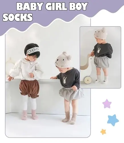 Yebing Baby Socks Toddler Socks Baby Toddler Girls Boys Non Slip Grips Socks with Grippers Cotton Gifts Socks - MODAZONE (1)