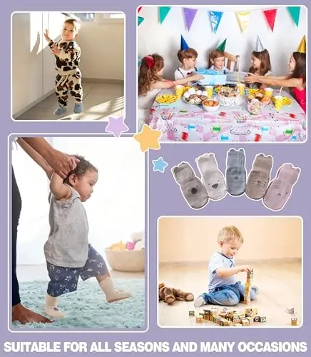 Yebing Baby Socks Toddler Socks Baby Toddler Girls Boys Non Slip Grips Socks with Grippers Cotton Gifts Socks - 5