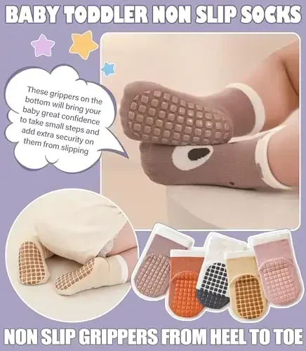 Yebing Baby Socks Toddlers Socks Baby Toddler Girls Boys Non Slip Grips Socks with Grippers Cotton Gifts Socks - 3
