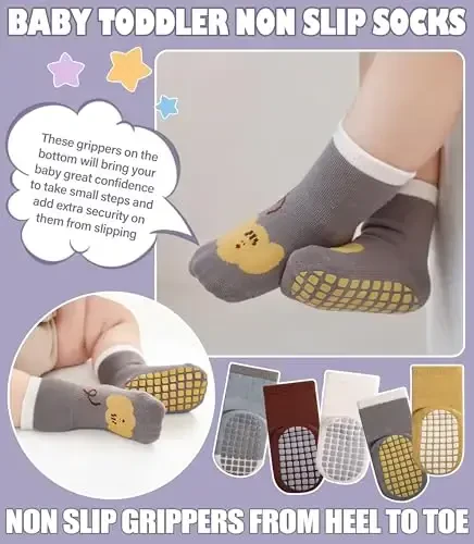 Yebing Baby Socks Toddlers Socks Baby Toddler Girls Boys Non Slip Grips Socks with Grippers Cotton Gifts Socks - 3