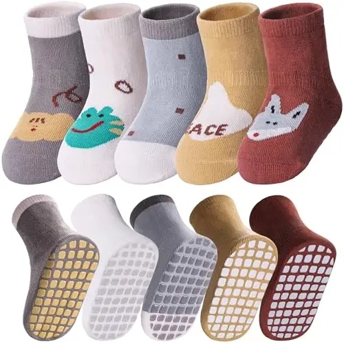 Yebing Baby Socks Toddlers Socks Baby Toddler Girls Boys Non Slip Grips Socks with Grippers Cotton Gifts Socks - YEBING
