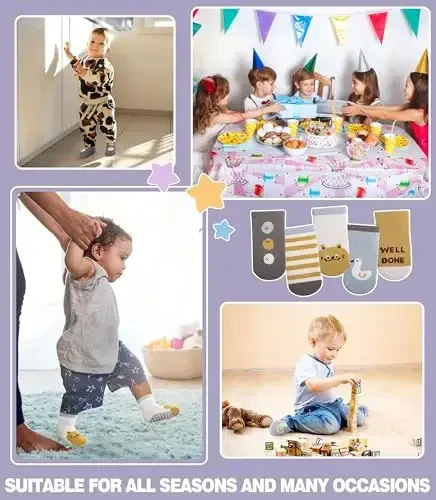 Yebing Baby Socks Toddlers Socks Baby Toddler Girls Boys Non Slip Grips Socks with Grippers Cotton Gifts Socks - 5