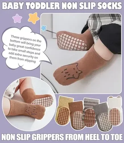 Yebing Baby Socks Toddlers Socks Baby Toddler Girls Boys Non Slip Grips Socks with Grippers Cotton Gifts Socks - 3