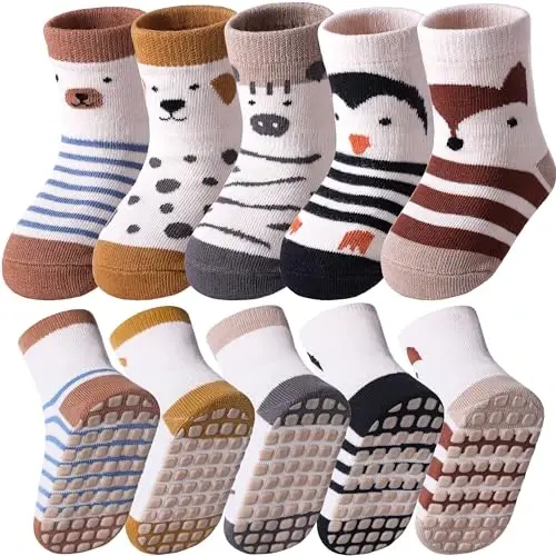 Yebing Baby Socks Toddlers Socks Baby Toddler Girls Boys Non Slip Grips Socks with Grippers Cotton Gifts Socks - 1