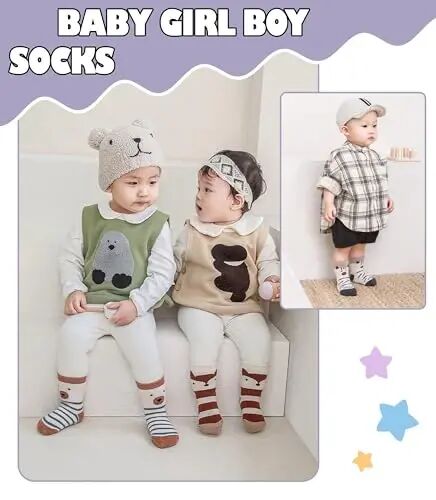 Yebing Baby Socks Toddlers Socks Baby Toddler Girls Boys Non Slip Grips Socks with Grippers Cotton Gifts Socks - 2
