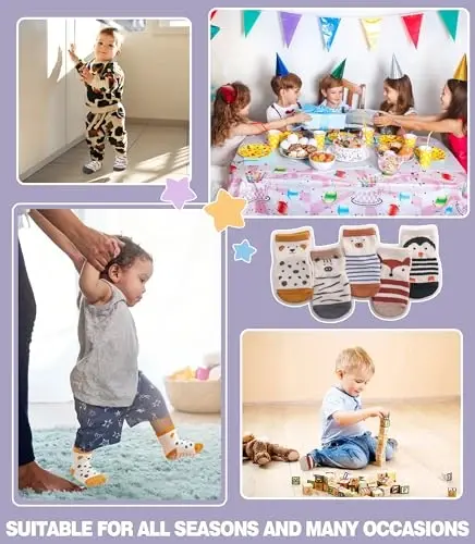 Yebing Baby Socks Toddlers Socks Baby Toddler Girls Boys Non Slip Grips Socks with Grippers Cotton Gifts Socks - 5