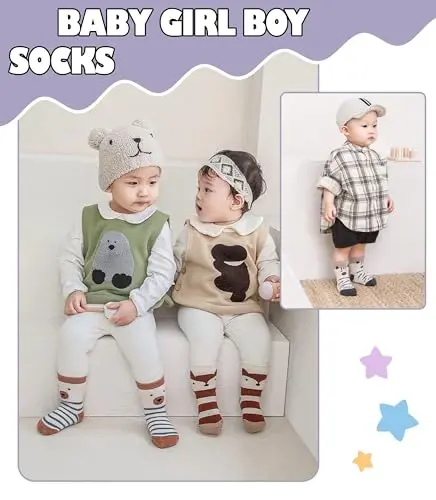 Yebing Baby Socks Toddlers Socks Baby Toddler Girls Boys Non Slip Grips Socks with Grippers Cotton Gifts Socks - Yebing (1)