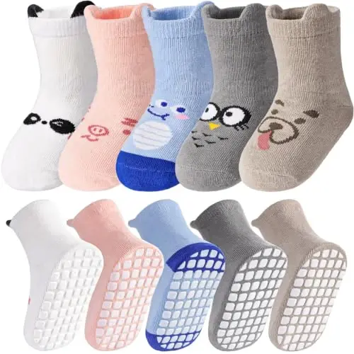 Yebing Baby Socks Toddlers Socks Baby Toddler Girls Boys Non Slip Grips Socks with Grippers Cotton Gifts Socks - 1