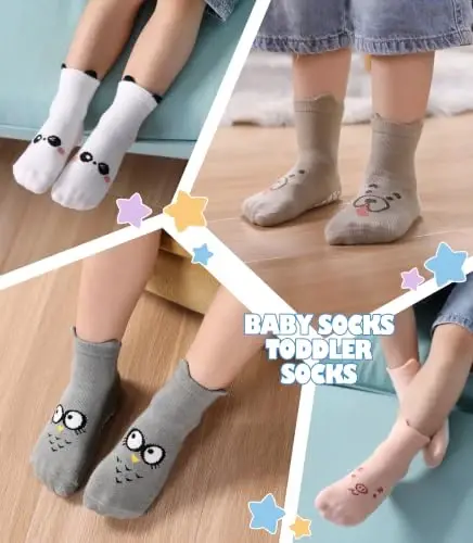 Yebing Baby Socks Toddlers Socks Baby Toddler Girls Boys Non Slip Grips Socks with Grippers Cotton Gifts Socks - 2