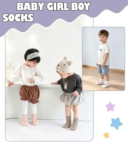 Yebing Baby Socks Toddlers Socks Baby Toddler Girls Boys Non Slip Grips Socks with Grippers Cotton Gifts Socks - 3