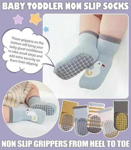 Yebing Baby Socks Toddlers Socks Baby Toddler Girls Boys Non Slip Grips Socks with Grippers Cotton Gifts Socks - 3