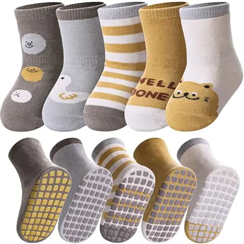 Yebing Baby Socks Toddlers Socks Baby Toddler Girls Boys Non Slip Grips Socks with Grippers Cotton Gifts Socks 