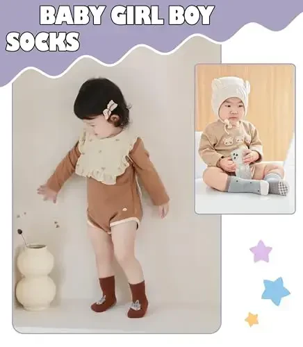 Yebing Baby Socks Toddlers Socks Baby Toddler Girls Boys Non Slip Grips Socks with Grippers Cotton Gifts Socks - YEBING (1)